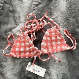 Montce Pink and White Plaid Bikini Top and Bottom
